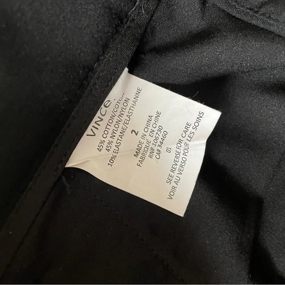 Vince black stretch cotton midrise slim trouser pants ‎ 2 - Picture 5 of 6